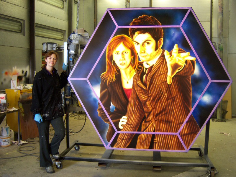 Photo - Dr Who and Donna Road Feature (9 of 9) - Sarah Myerscough (me) with finished product - Dr Who 2008 - Blackpool Illuminations Gallery - &copy; Sarah Myerscough