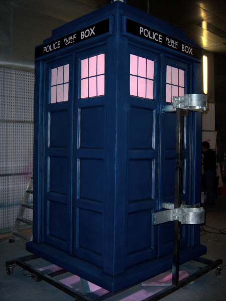 Photo - Tardis Road Feature - Completed feature lit and showing steel frame - Dr Who 2008 - Blackpool Illuminations Gallery - &copy; Sarah Myerscough