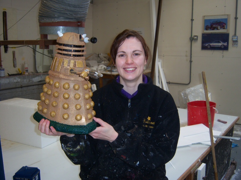 Photo - Sarah Myerscough (Me) with finished Dalek Maquette - Dr Who Maquettes 2007 - Blackpool Illuminations Gallery - &copy; Sarah Myerscough