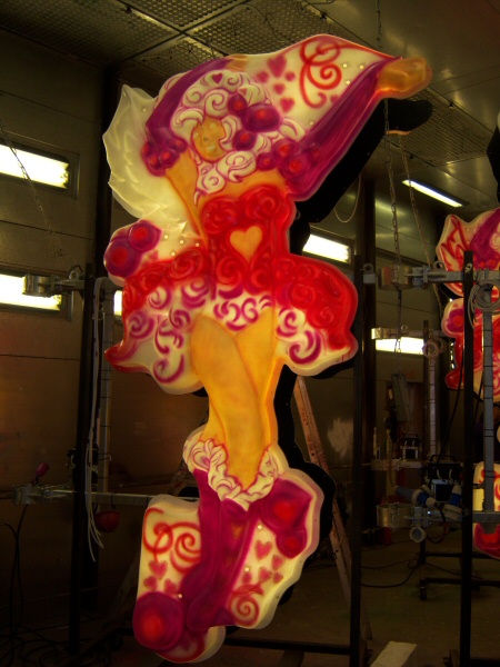 Photo - With the lighter shades added, darker colours can now be applied - Painting - Making of a Blackpool Illumination - &copy; Sarah Myerscough