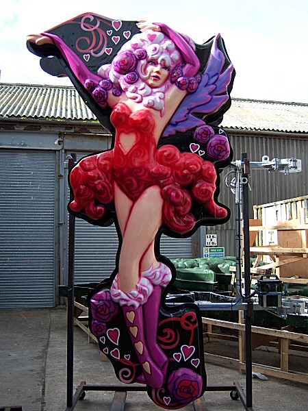 Photo - A completed Cupide ready to take its place on Blackpool Promenade - Painting - Making of a Blackpool Illumination - &copy; Sarah Myerscough