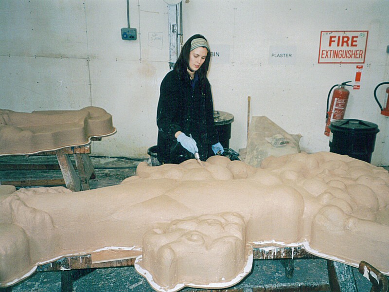 Photo - Sarah Myerscough (me) plastering the model of Cupide - Moulding and Casting - Making of a Blackpool Illumination - &copy; Sarah Myerscough