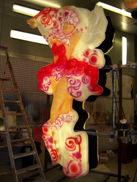 Photo - More colour and a large number of curls added - Painting - Making of a Blackpool Illumination - &copy; Sarah Myerscough