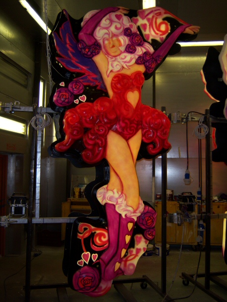 Photo - Black areas are painted last (very carefully!) - Painting - Making of a Blackpool Illumination - &copy; Sarah Myerscough