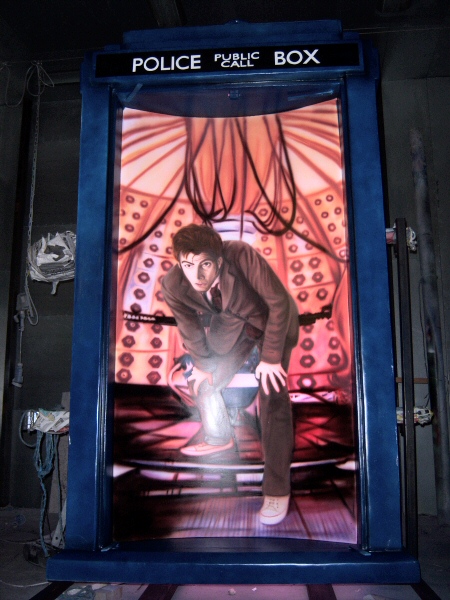 Photo - Tardis Road Feature - Doors not fitted showing painted Dr Who - Dr Who 2008 - Blackpool Illuminations Gallery - © Sarah Myerscough