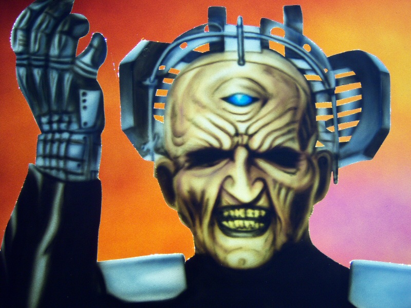 Photo - Davros Road Feature (3 of 6) - Detail with slightly different teeth and skin tones, illustrating that each feature is individually painted - Dr Who Davros 2009 - Blackpool Illuminations Gallery - © Sarah Myerscough
