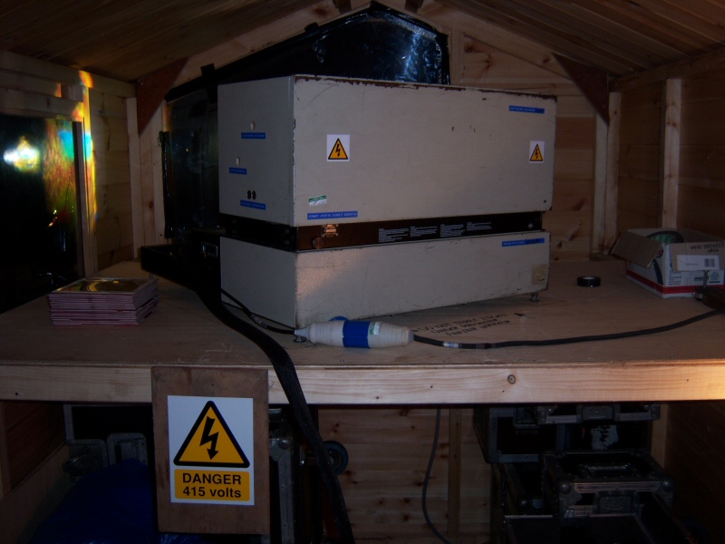 Photo - The projection unit pointing at the Grand Theatre - Grand Theatre Slides 2008 - Blackpool Illuminations Gallery - © Sarah Myerscough