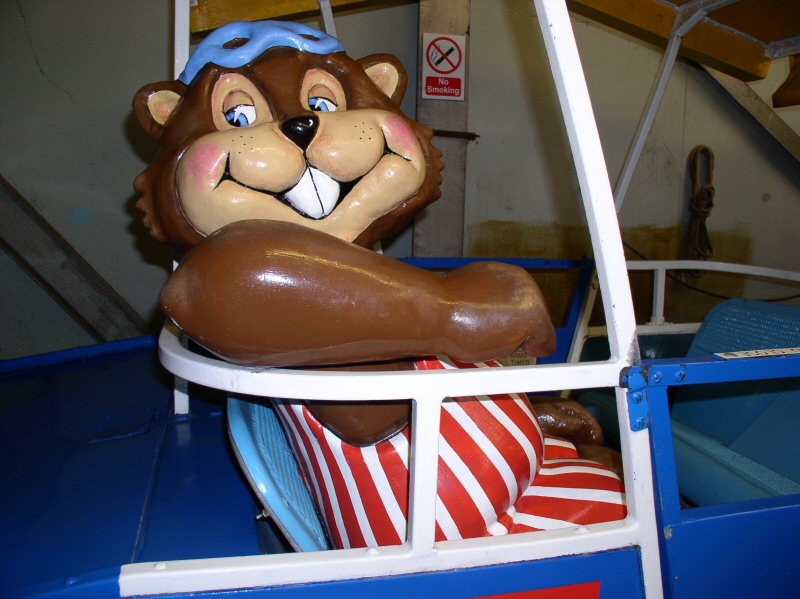 Photo - Detail of figure seated in the carriage within the garages - Bradley Beaver (Monorail Ride) - Blackpool Pleasure Beach Gallery - © Sarah Myerscough