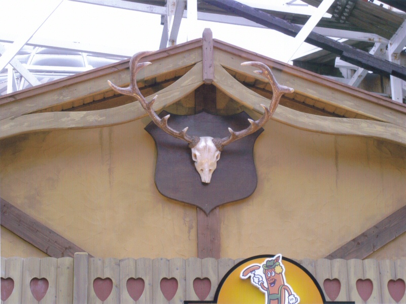 Photo - Mounted on the Willie Wurst hot dog chalet outside the Wild Mouse ride - Heidi Strasse Revamp - Blackpool Pleasure Beach Gallery - © Sarah Myerscough