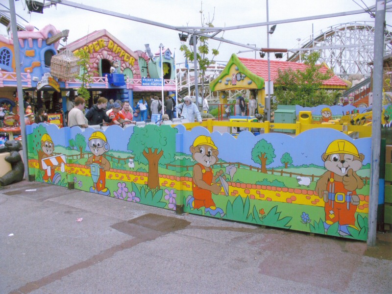 Photo - Another view with the Zipper Dipper and Roller Coaster rides in the background - Themed Enclosure (Radio Controlled Cars Ride) - Blackpool Pleasure Beach Gallery - © Sarah Myerscough