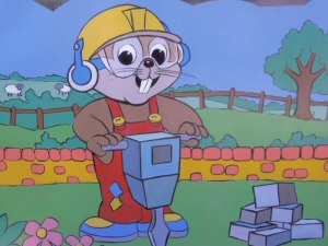 Photo - Detail of one of the Bradley Beaver workmen characters