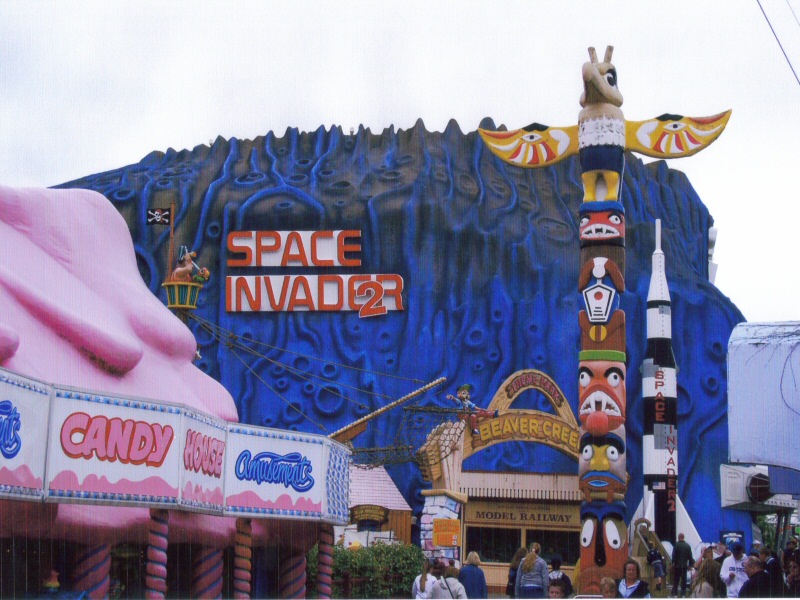 Photo - Painting the outisde of the Space Invader ride from within a cherry picker was not a fun way to spend the cold winter months! - Various Repair and Repaint Jobs - Blackpool Pleasure Beach Gallery - © Sarah Myerscough