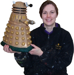Photo - Sarah Myerscough (Me) with maquette of a Dr Who dalek