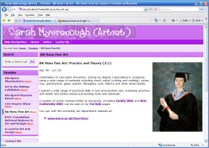 Screenshot - Random image of the Sarah Myerscough website