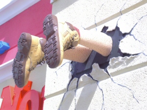 Photo - Finished boots in place on the exterior wall