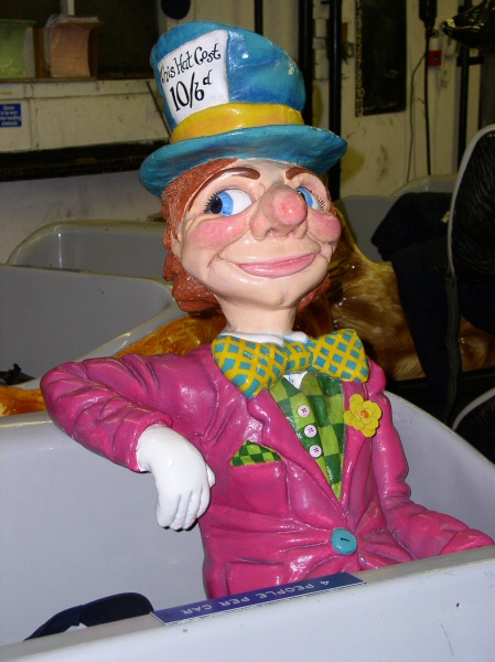 Photo - Fitted into the carriage within the workshop - Mad Hatter (Alice in Wonderland Ride) - blackpool pleasure beach gallery - © Sarah Myerscough