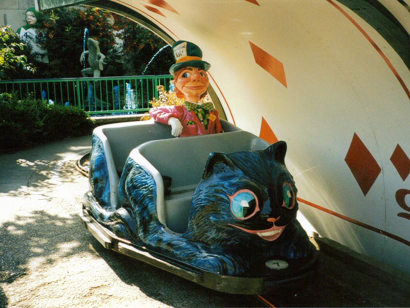 Photo - Fitted into the Cheshire Cat carriage under the Playing Card arch - Mad Hatter (Alice in Wonderland Ride) - blackpool pleasure beach gallery - © Sarah Myerscough