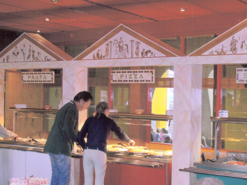 Photo - The customers only have eyes for pizza! - Roman Friezes (The Italian Job Pizzeria) - blackpool pleasure beach gallery - © Sarah Myerscough