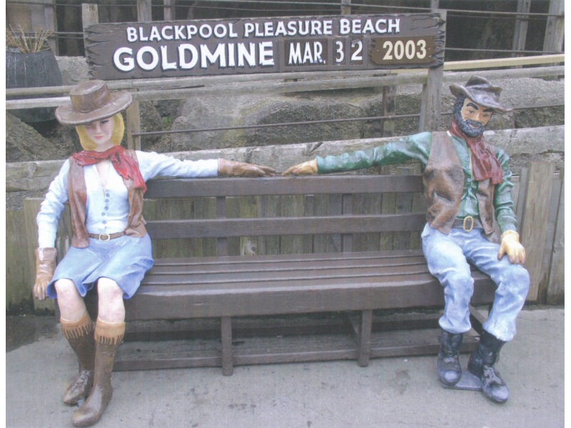 Photo - Photo opportunity bench outside the Gold Mine ride - Various Repair and Repaint Jobs - blackpool pleasure beach gallery - © Sarah Myerscough