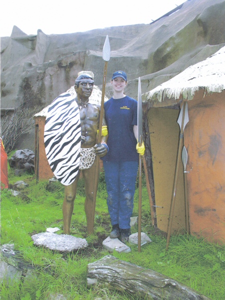 Photo - Sarah Myerscough (me) and an African tribesman on location along the route of the Pleasure Beach Express train ride - Various Repair and Repaint Jobs - blackpool pleasure beach gallery - © Sarah Myerscough